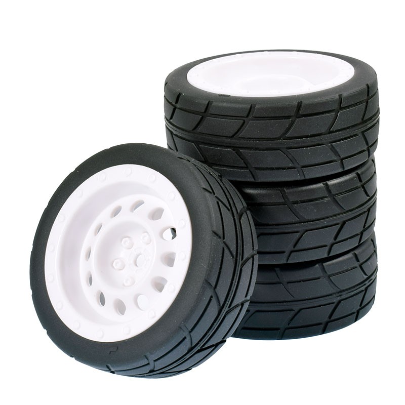 1/10 Onroad Touring Rc Car Wheels Rubber Tires Set for Tamiya HSP HPI tt01 tt02