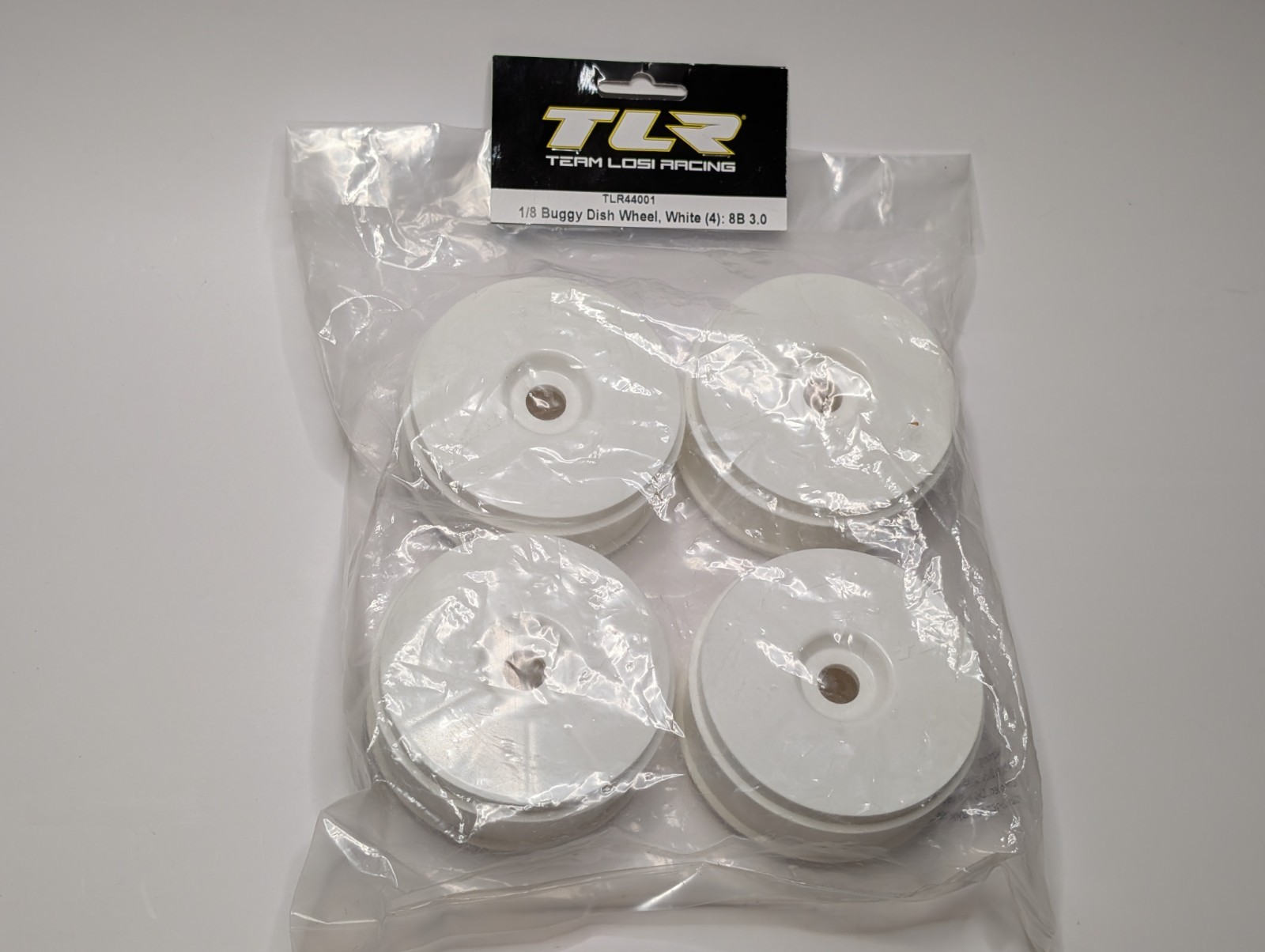 NEW TLR 1:8 Buggy Dish Wheels White (4) TLR44001 17mm Hex