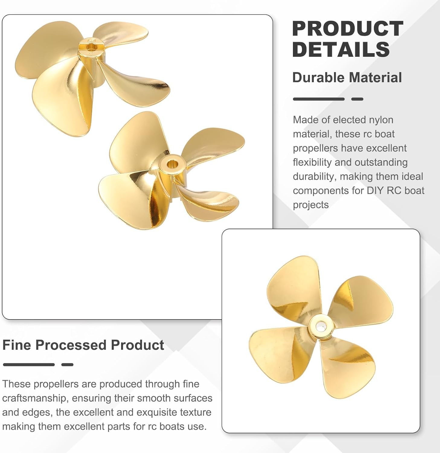 RC Boat Propeller 4 Blades Propellers 4mm Hole Dia 60mm OD CCW Clockwise
