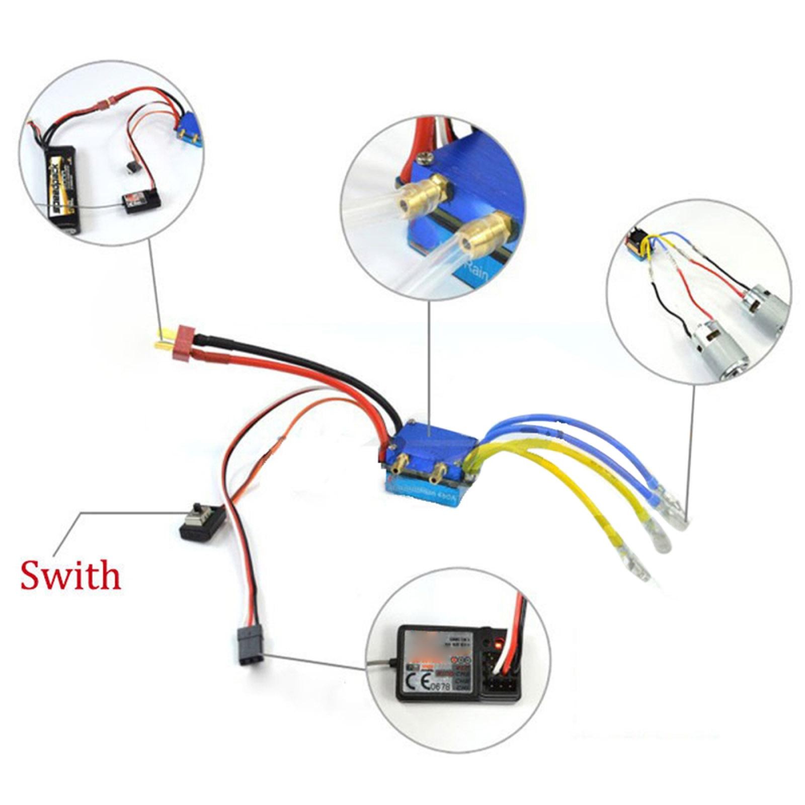 New 480A 2-4S Waterproof Brushed ESC For 550 775 Brushed Motor RC Car Boat