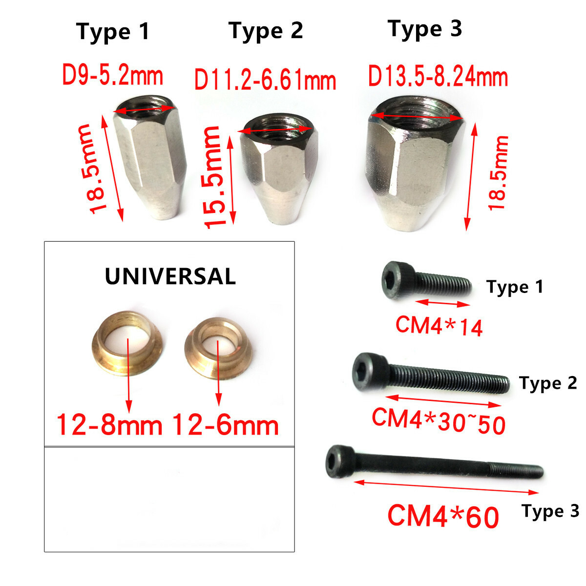 1set Adaptors Nut Spinner Accessories for 1.5-4inch Spinner For RC Model Plane