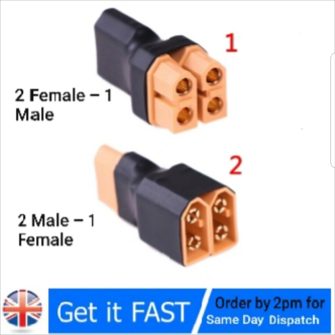 XT60 Parallel Adapter 2 Male / Female to 1 M/F Lipo Battery Converter Connectors