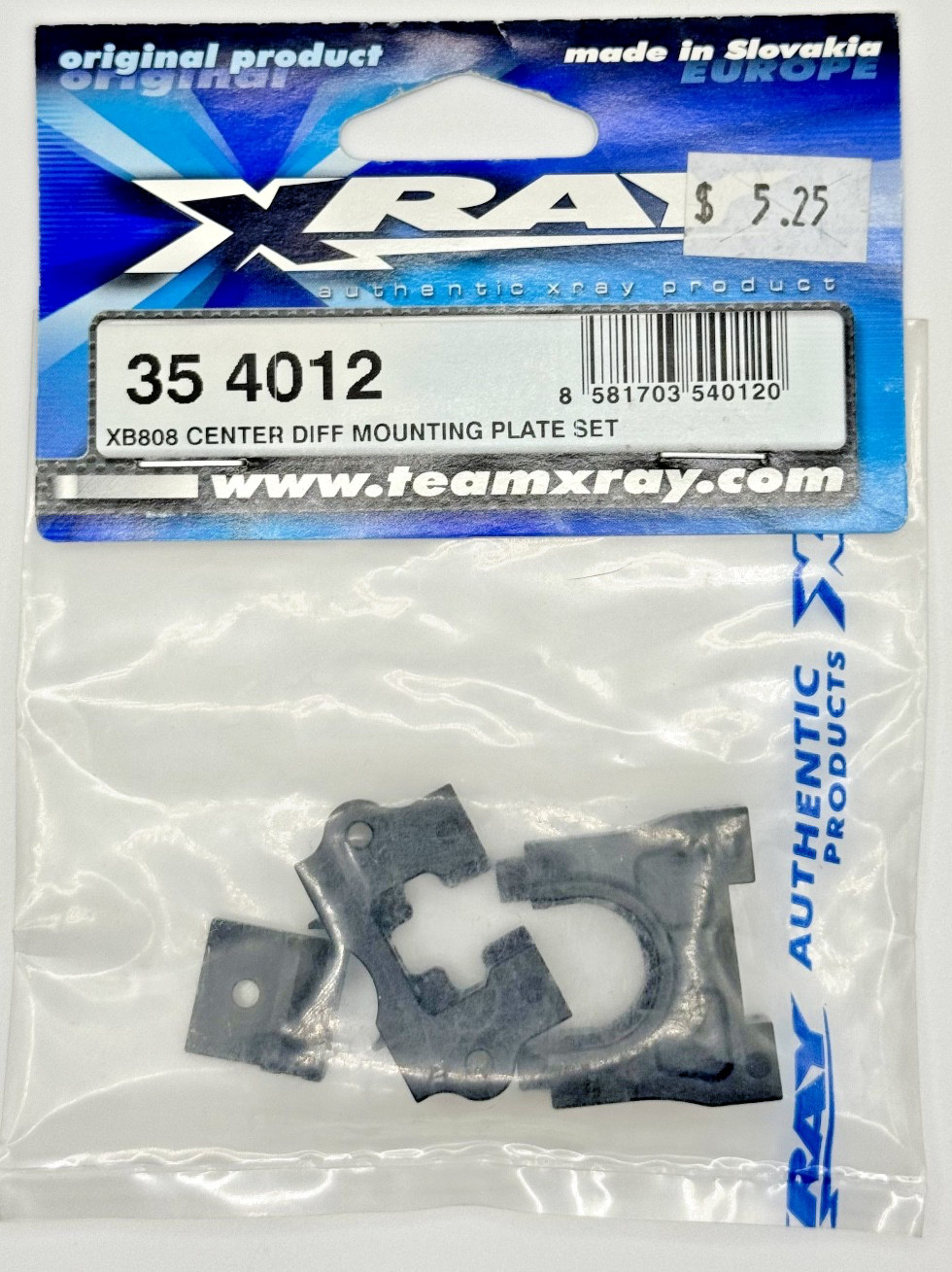 Xray, #354012 XB808 CENTER DIFF MOUNTING PLATE SET INV.8