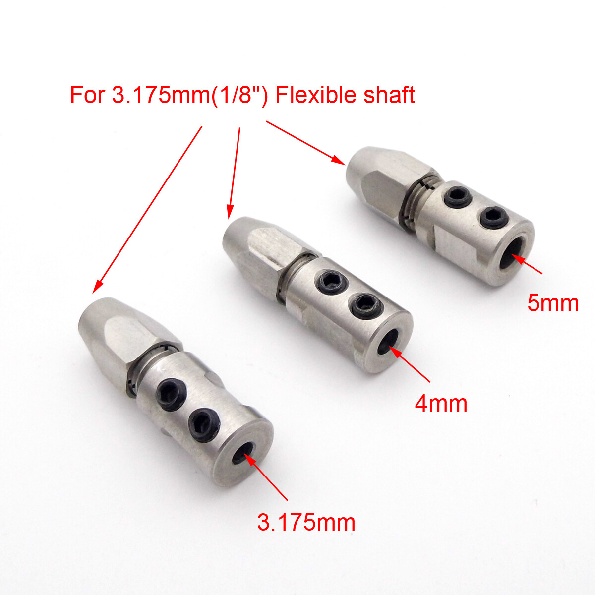 RC Boat 3.17mm 1/8″ Cable Flex Shaft Collet Coupling Joint for 3.17 4 5mm Motor