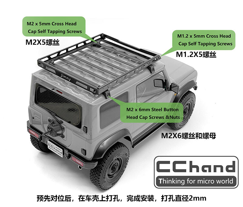 CChand Stainless Steel Luggage Rack Baggage Holder for MST J4 Suzuki Jimny RC