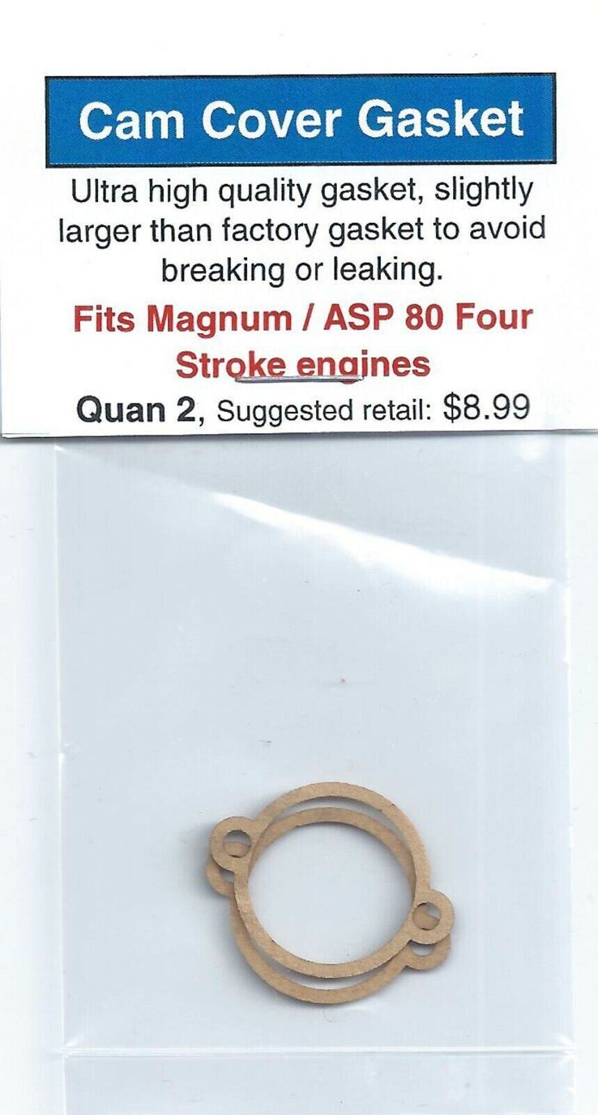 Magnum / ASP 80 FS Four Stroke Cam Cover Gasket 2 Pack-NIP