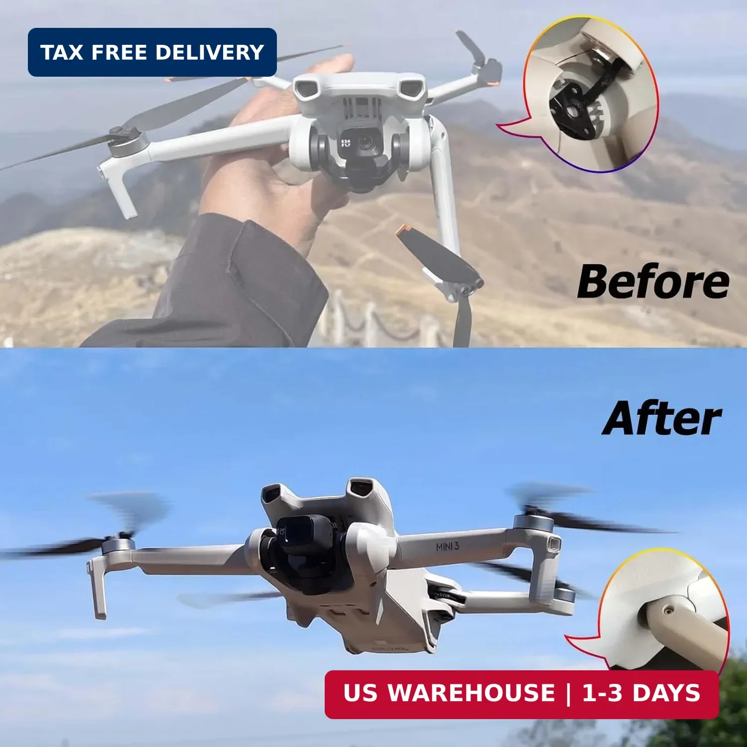 iMusk Original Front Hinge for DJI Mini 4/5 Pro/Mini 3 Front Arm Axis Shaft with