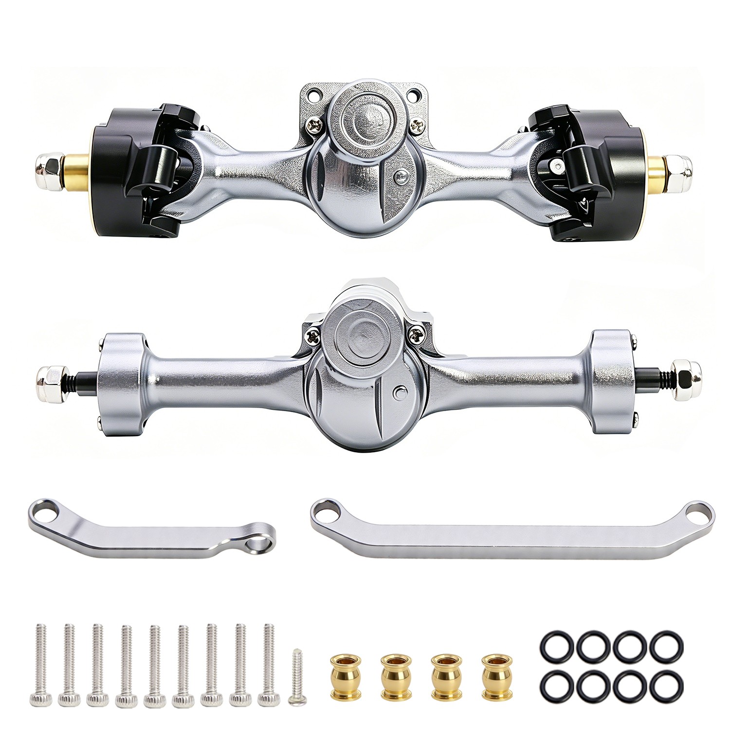 Front Rear Axle Assembly w/Brass Steering Knuckle For Axial SCX30 Bronco K10 ADE