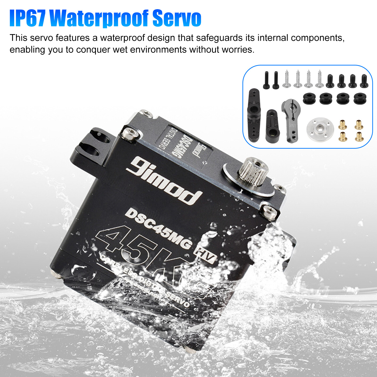 45KG Waterproof Digital Servo Metal Gear High Torque &Speed Steering for 1/10 RC