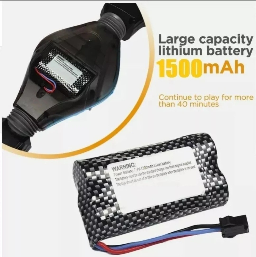 7.4V 1500mAh Li-ion Battery 18650 with SM-3P Plug for Monster Truck Pickup Toys