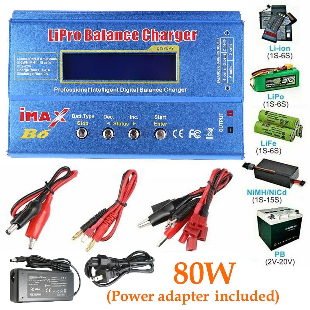 80W B6 LiPo Smart Battery Balance Charger Discharger iMAX For RC NiMH LiFe NiCd