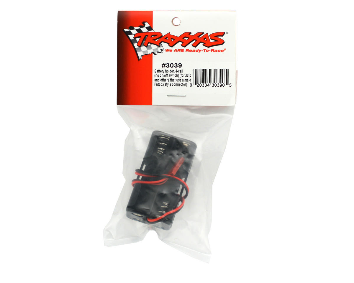 Traxxas Part #3039: 4 AA battery holder with Futaba-style connector. No Switch