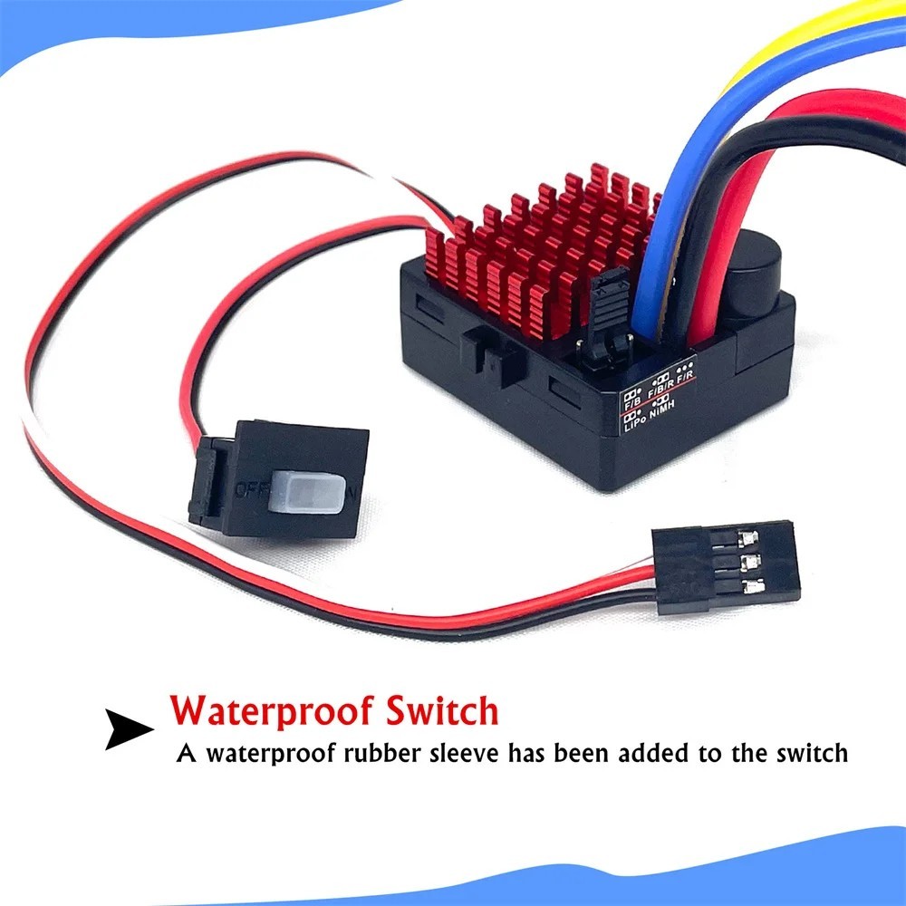 60A Brushed ESC Waterproof with Tamiya / XT60 Plug for 1/10 RC Crawler Upgrade