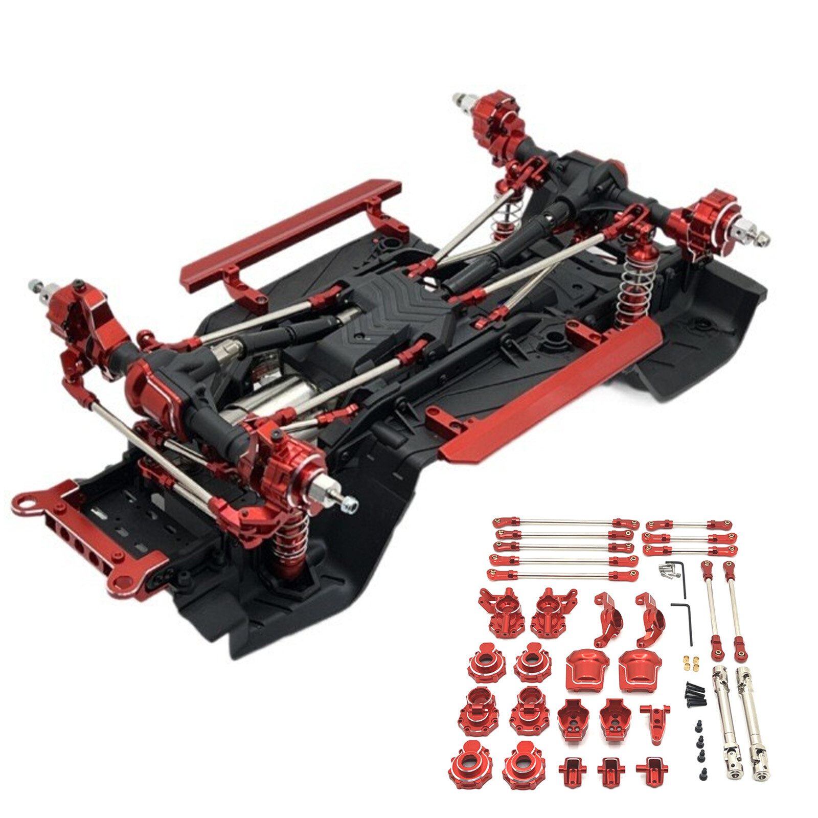 Alloy Metal Upgrade Parts Red For WLtoys 1:10 104006 104010 104020 104026 RC Car