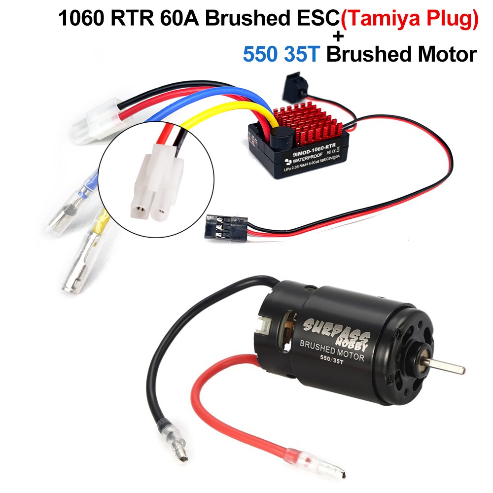 RC 540/550 Brushed Motor 60A ESC Power Combo for 1/10 SCX10 TRX4 TRX6 HPI Cars