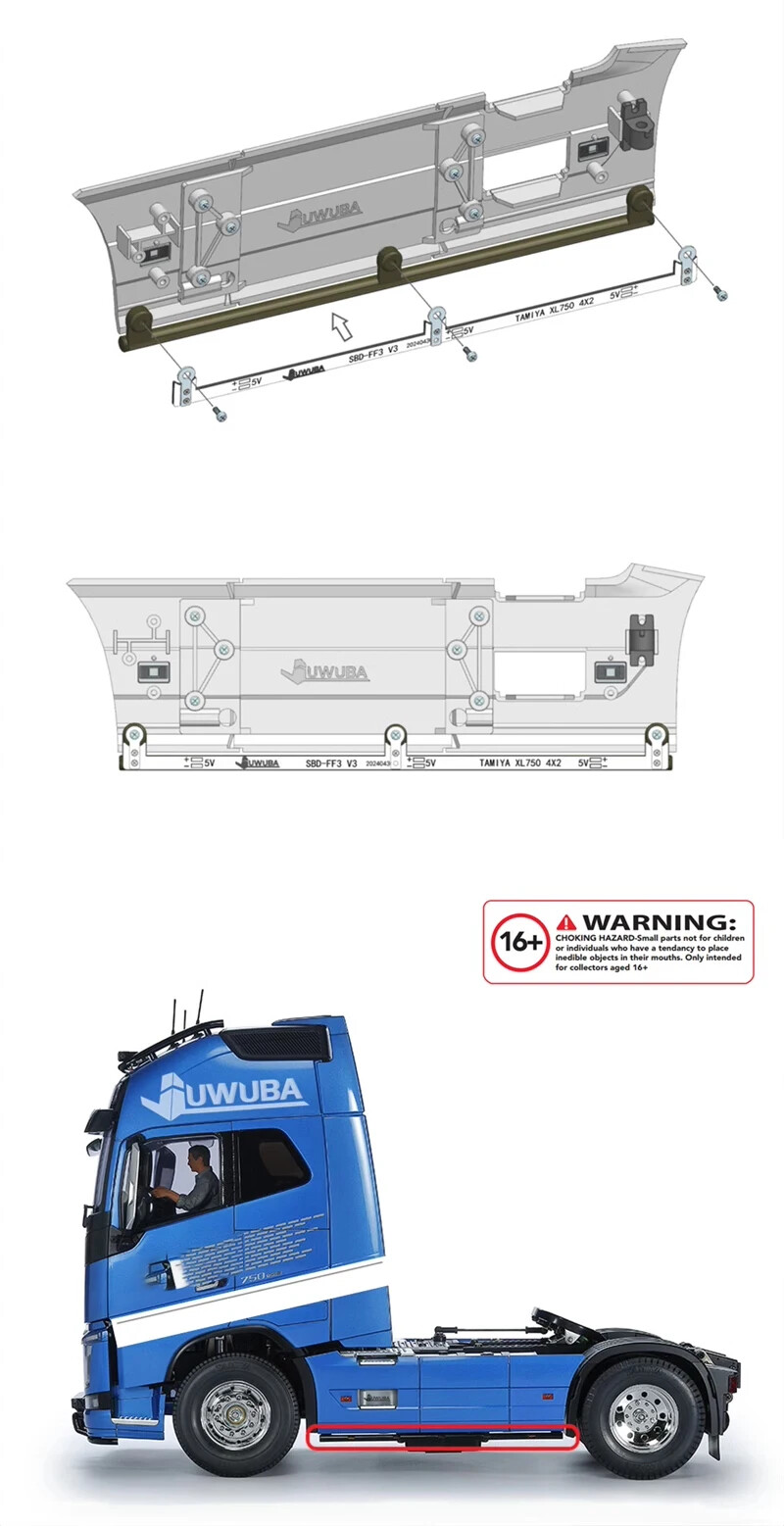LED Side Skirt Lights 5V for 1/14 Tamiya RC Truck Car VOLVO FH16XL 750 4X2 56375
