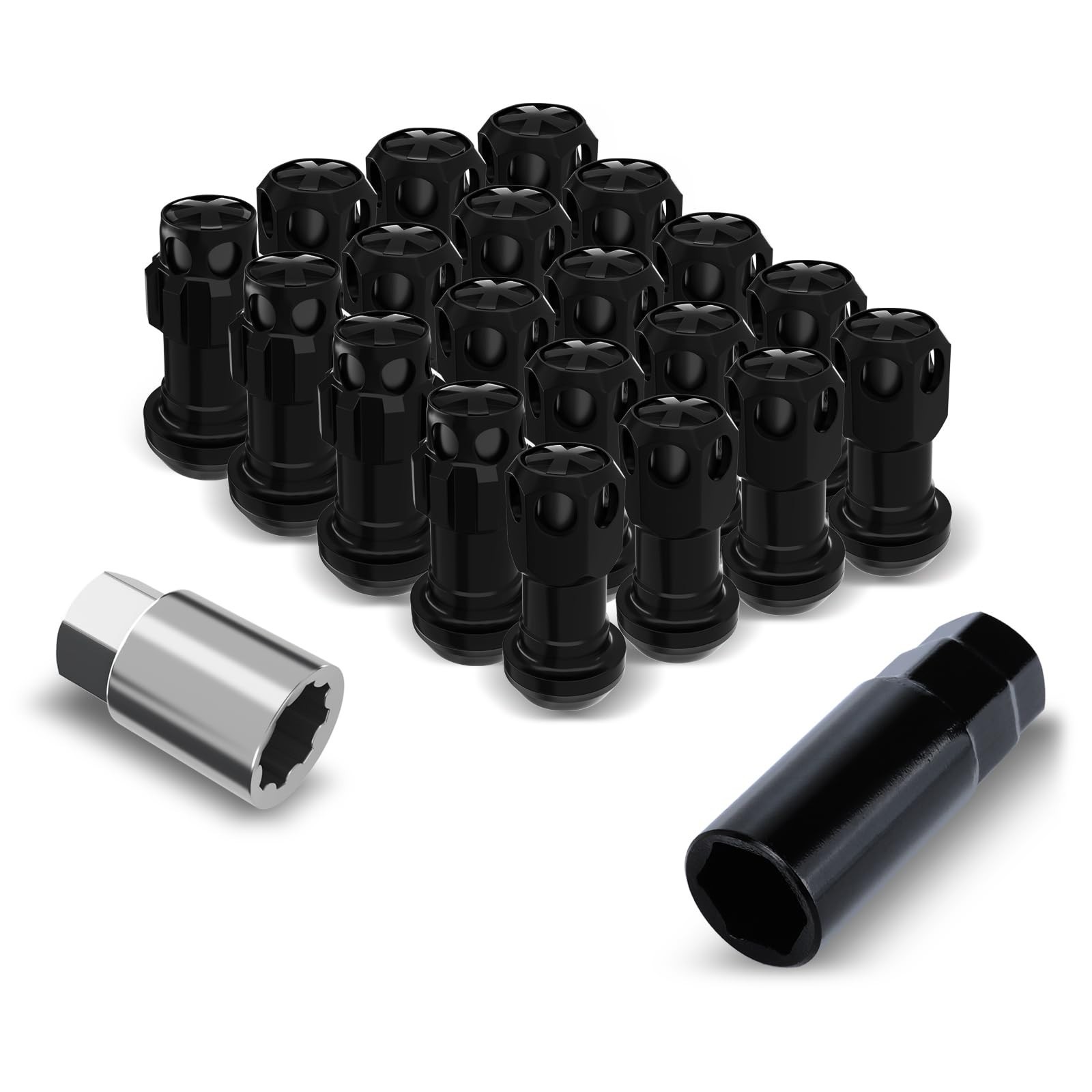 Lug Nuts Aluminum/Alloy Steel Tire Nut Lock 16 PCS Hex Nuts,4xEight Point Spl…