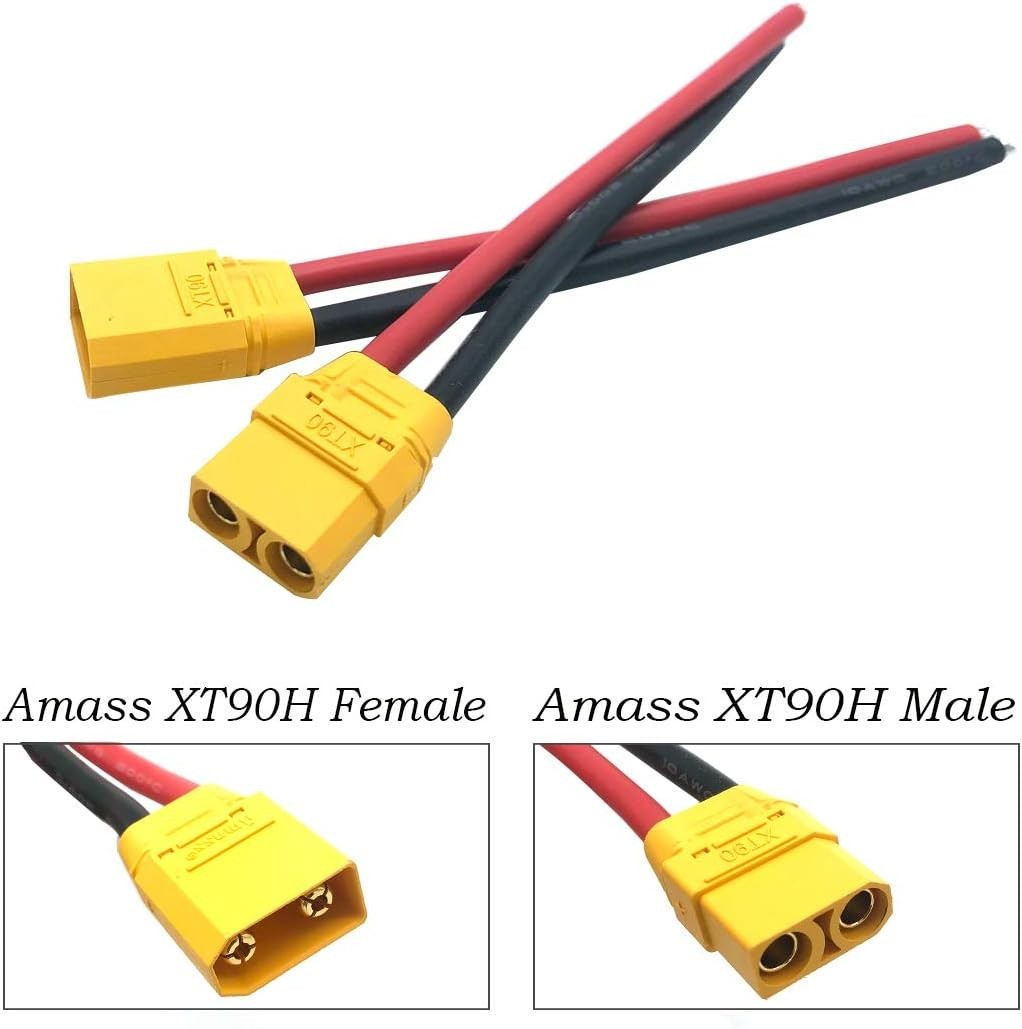 Amass XT90H XT90 Connectors with 150mm 10AWG Silicon Wire 3 Pairs for RC Dron…
