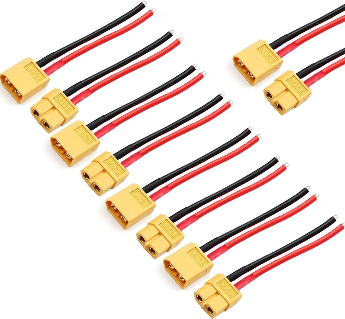 5 Pairs XT30 Pigtail Male Female Connector 16AWG Wire