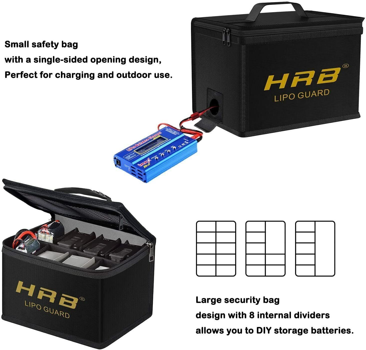 HRB Lipo Battery Safe Bag Guard Fireproof Explosionproof Sack For Storage Charge