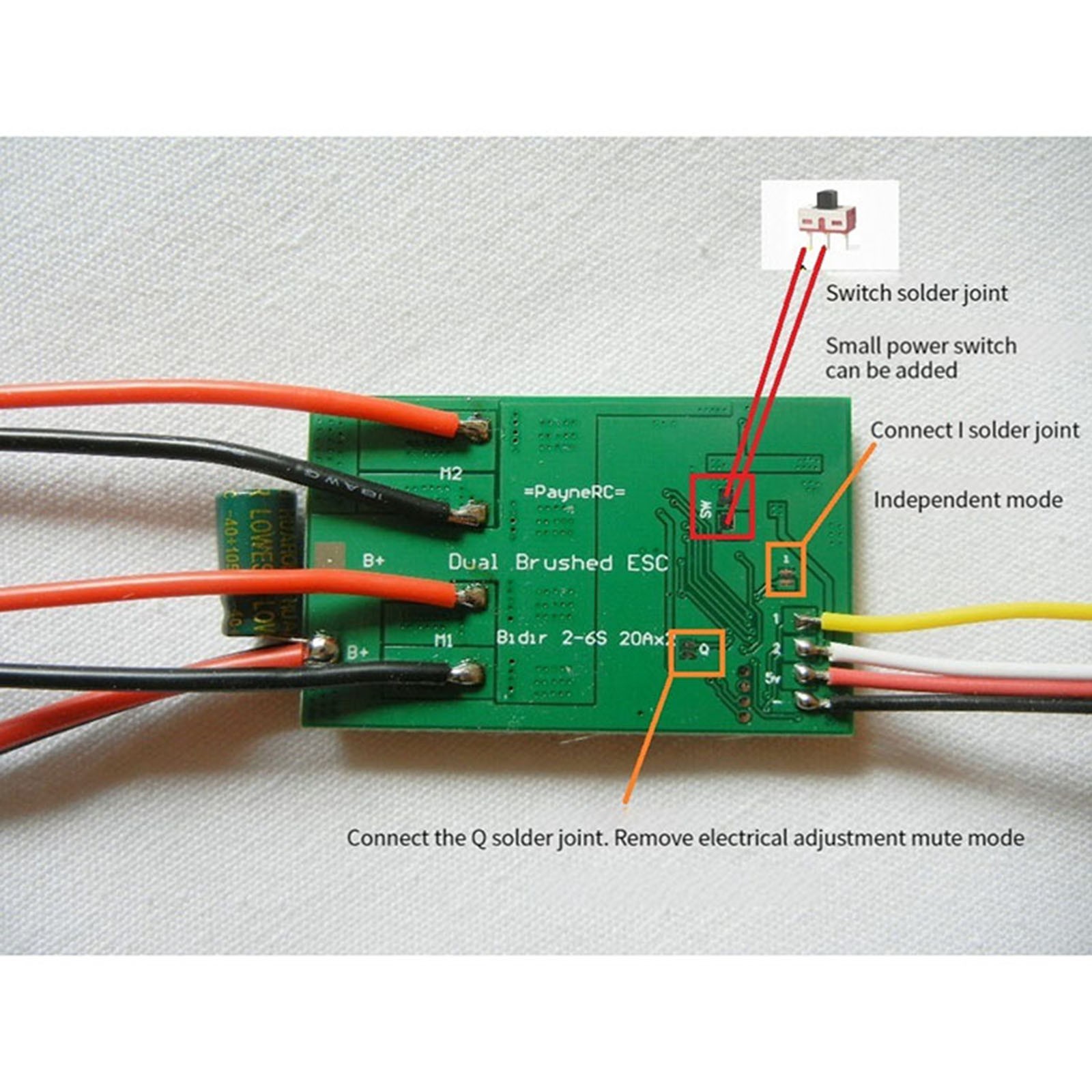 ESC Mute 2-6S 20A x 2 Two-Way Bi-Directional Brushed Hybrid ESC 50x34mm @@