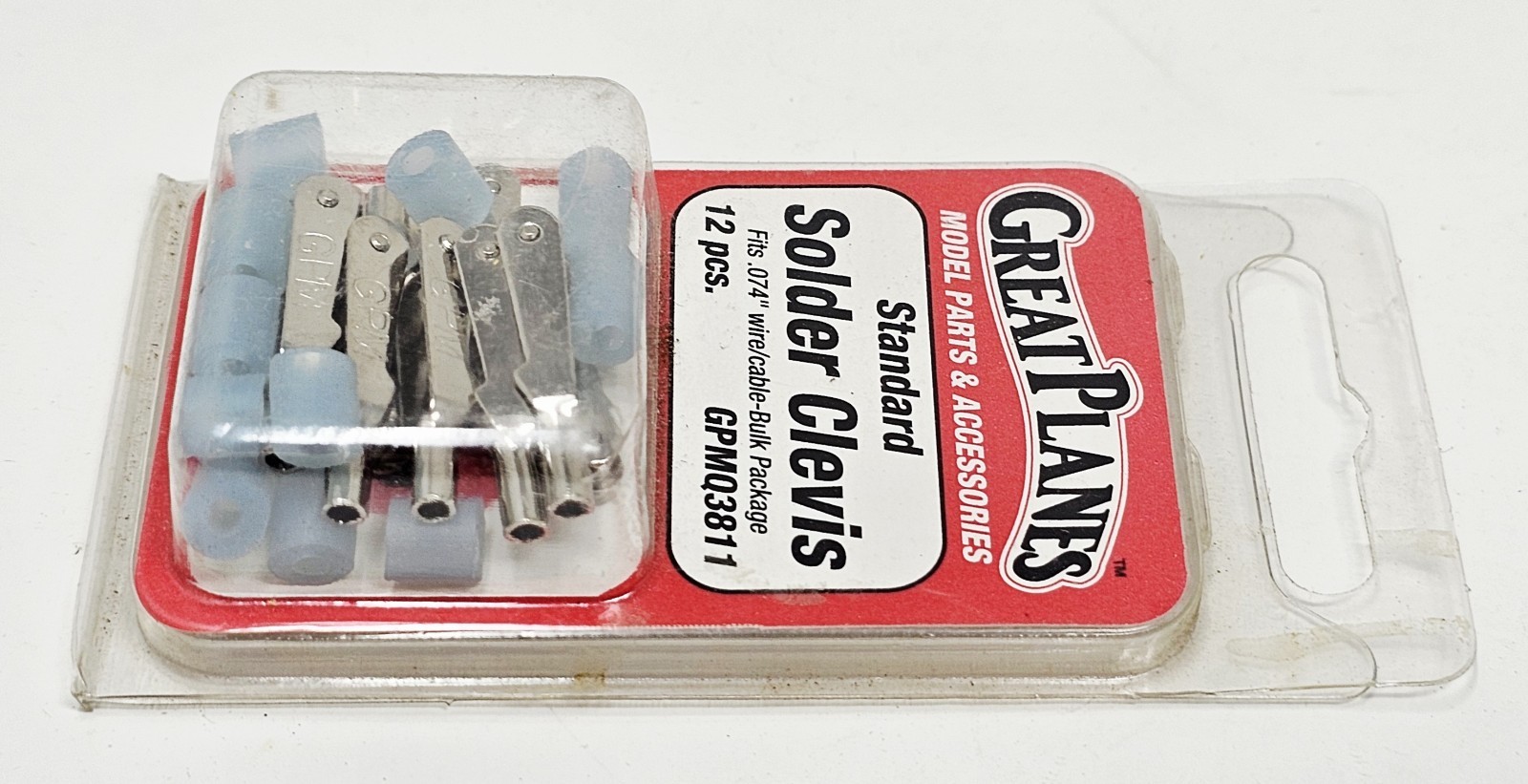 Great Planes Standard Solder Clevis GPMQ3811 .074 Wire 12pc NOS RC Airplane