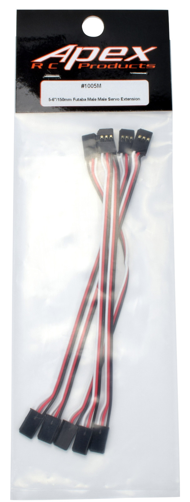 Apex RC Products Futaba Style 6″ / 150mm Male Male Servo Extension 5 Pack #1005M