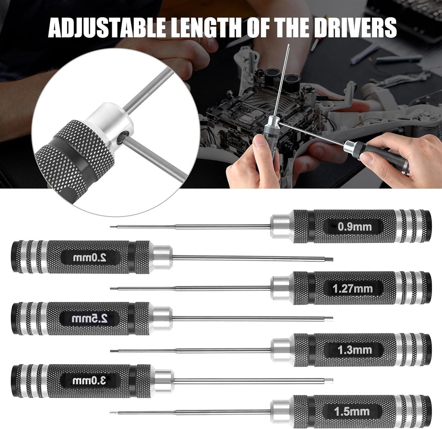 7Pcs Metric Hex Screwdriver Set Repair Tools Kit 0.9-3.0 mm for RC Helicopter