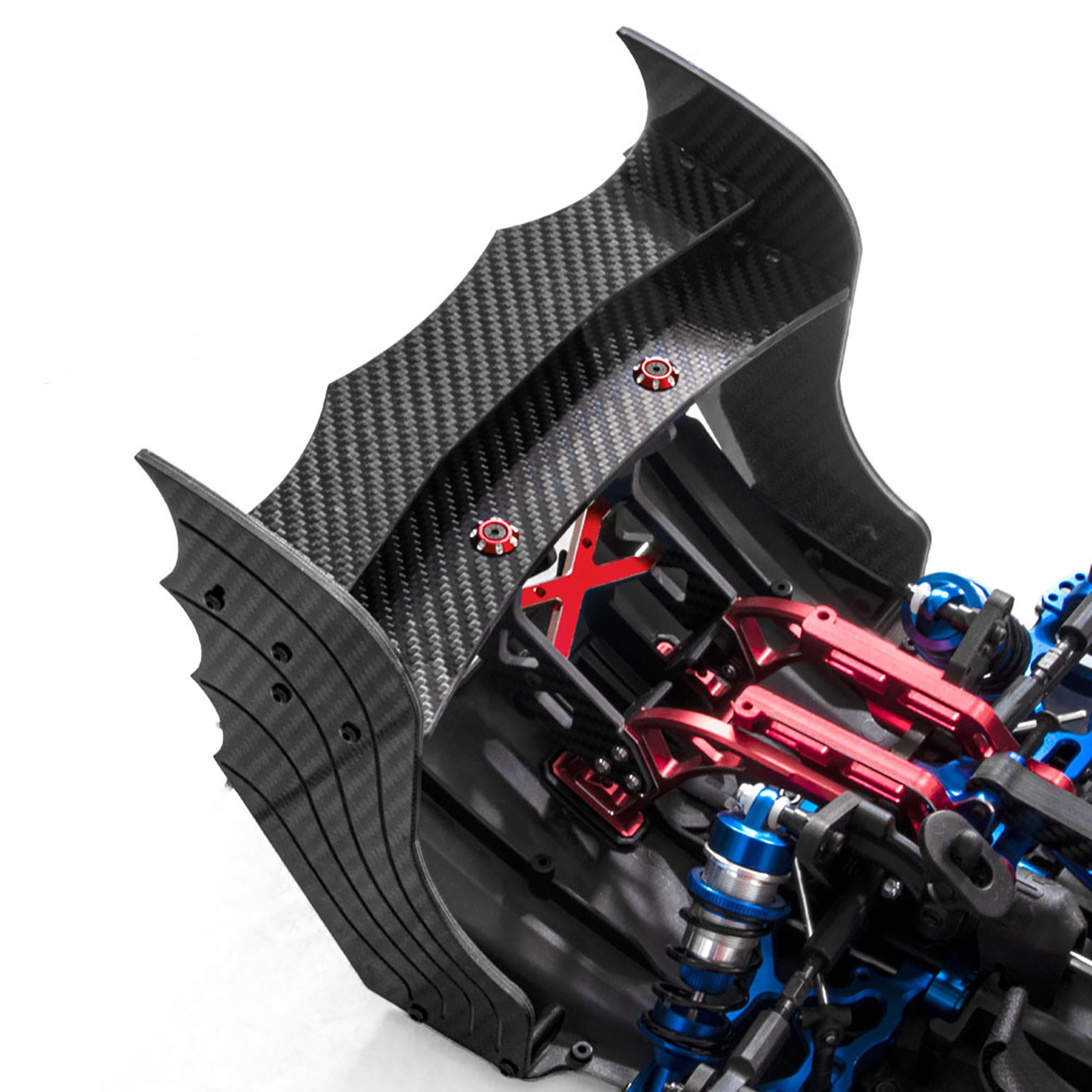 Blue/Red Carbon Fiber Rear Tail Wing Set For ARRMA F1 LIMITLESS 1/7 RC Car