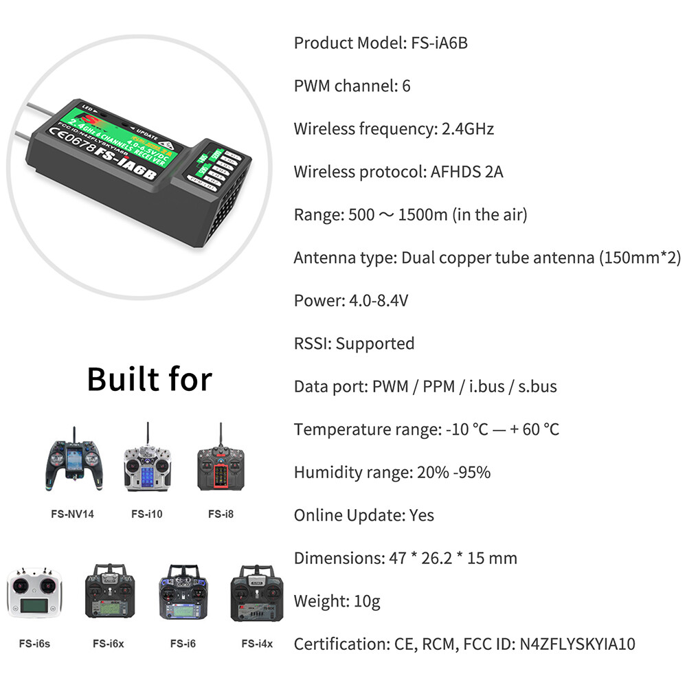 Flysky FGR4S FGR4P FGR4B FS-GR3E FS-R6B FS-iA6 FS-iA6B FS-BS6 FS-R9B RC Receiver