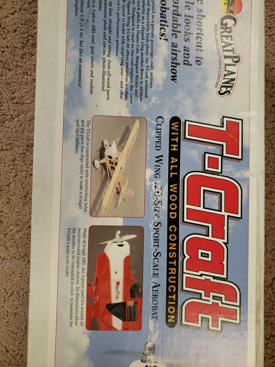 GREAT PLANES – T-Craft .20 Size Kit – 56″ Wingspan – New – O25