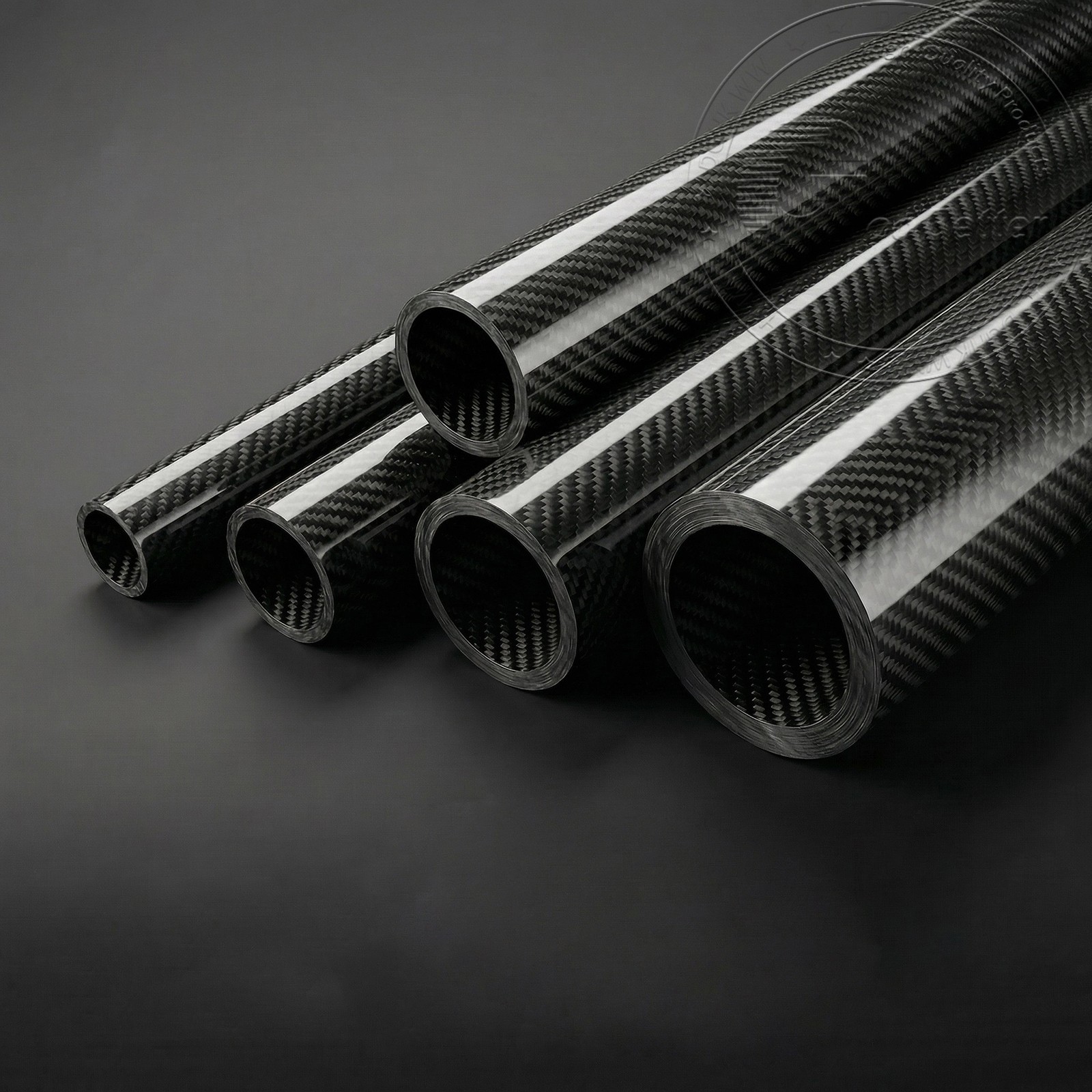 Twill Weave, Glossy 3K Carbon Fiber Tube 200/300/500 mm OD 5‑50 mm Roll Wrapped