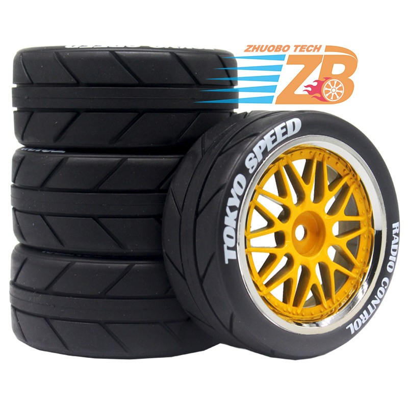 1/10 Rc Car 4PCS Wheels Tires Set For Hpi Rs4 Tamiya tt01e tt02 4tec MST FW06 D4
