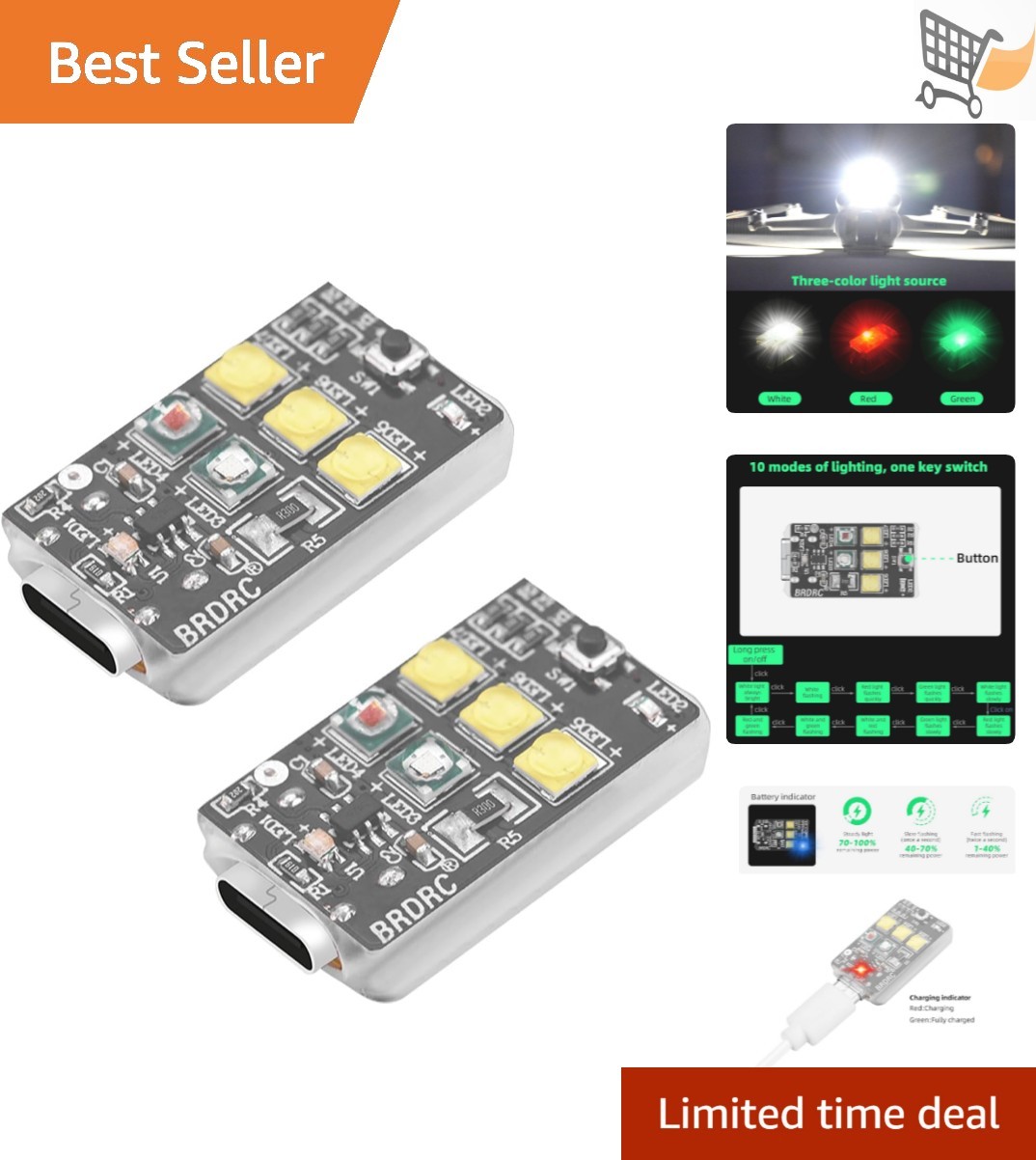 Drone Strobe Light 2pcs Rechargeable LED Night Anti Collision for Mavic DJI
