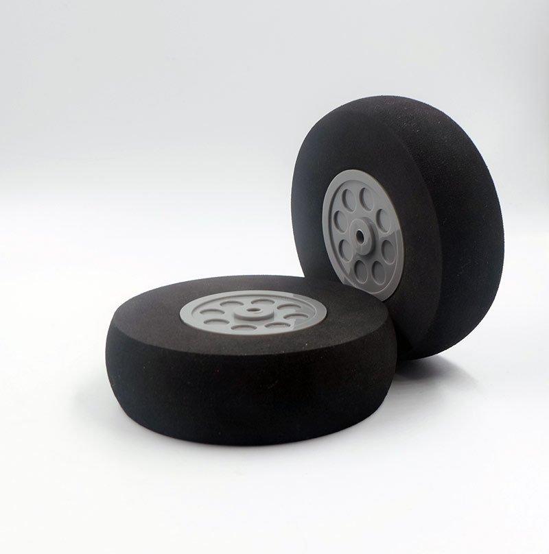 One Pair 4in RC Airplane Foam Wheels w/Plastic Hub (100mm Diameter)