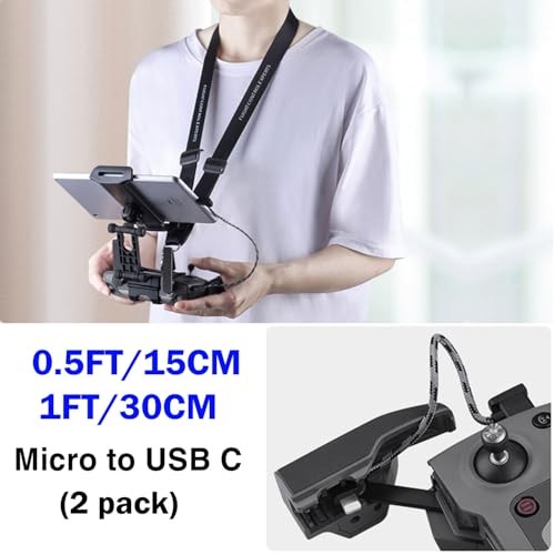 1FT+0.5FT(2 pack) Remote Controller Cable for IPhone 15 Pro, DJI Micro to USB C
