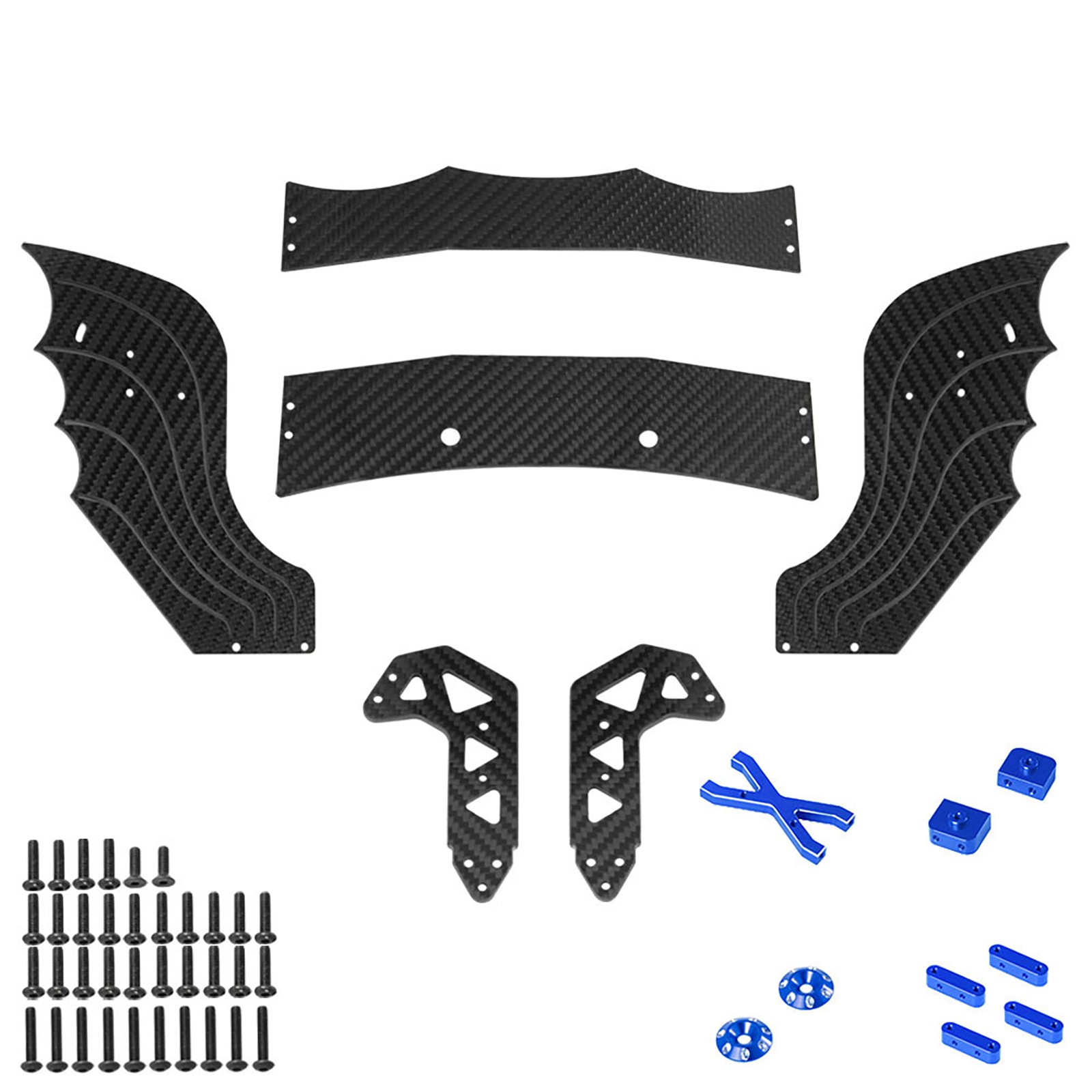 Blue/Red Carbon Fiber Rear Tail Wing Set For ARRMA F1 LIMITLESS 1/7 RC Car