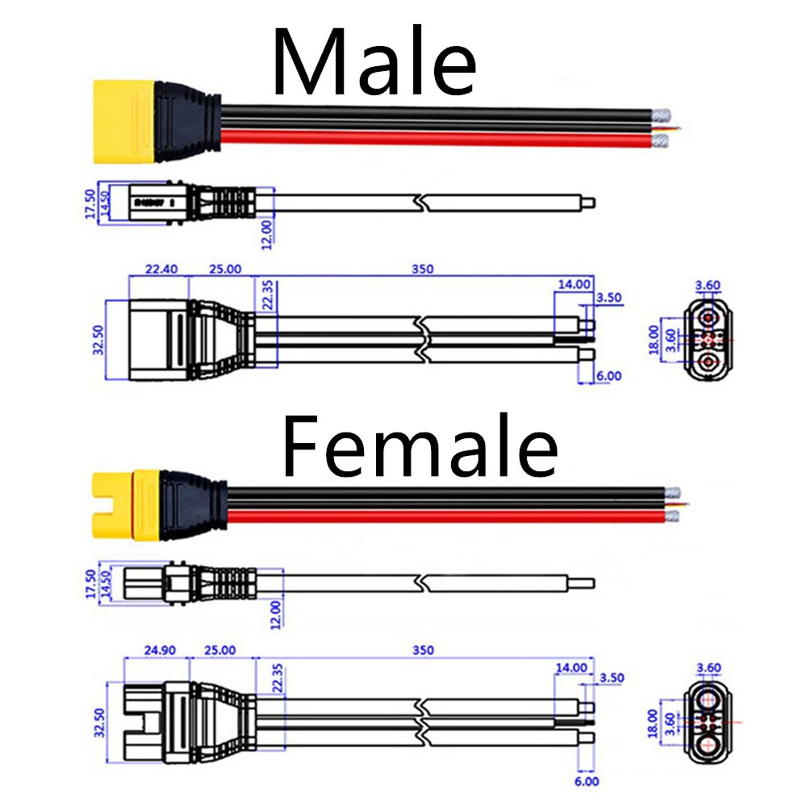 35cm AS150U 70A Anti Spark Male / Female Plug Connector Cable For RC Model