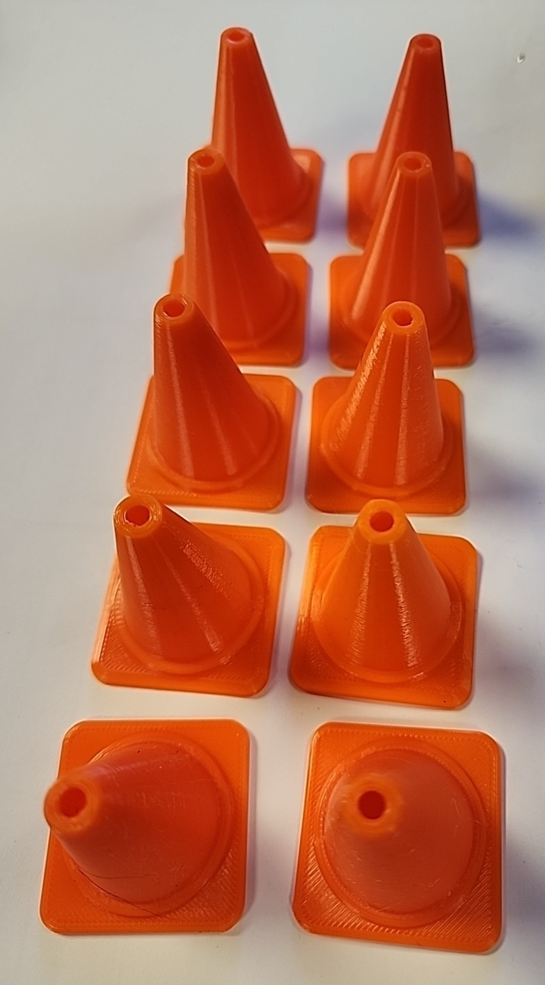 Ten (10) Orange Traffic Safety Cones for Scale RC New 3D printed 2.0 inch tall