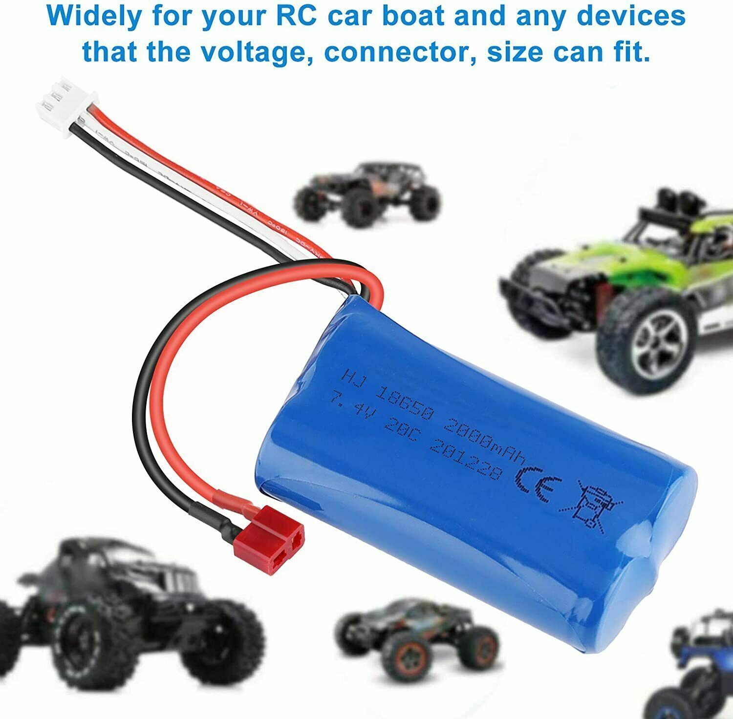 2000mAh 7.4V Li-ion Battery T Plug Battery Charger for RC Truck Buggy Off Road