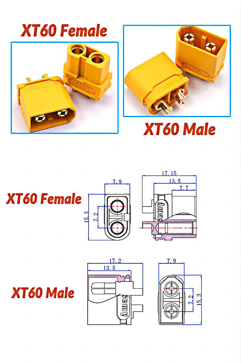 XT30 XT60 XT60H XT90 XT150 Male and Female Connectors with Caps Charger Plugs