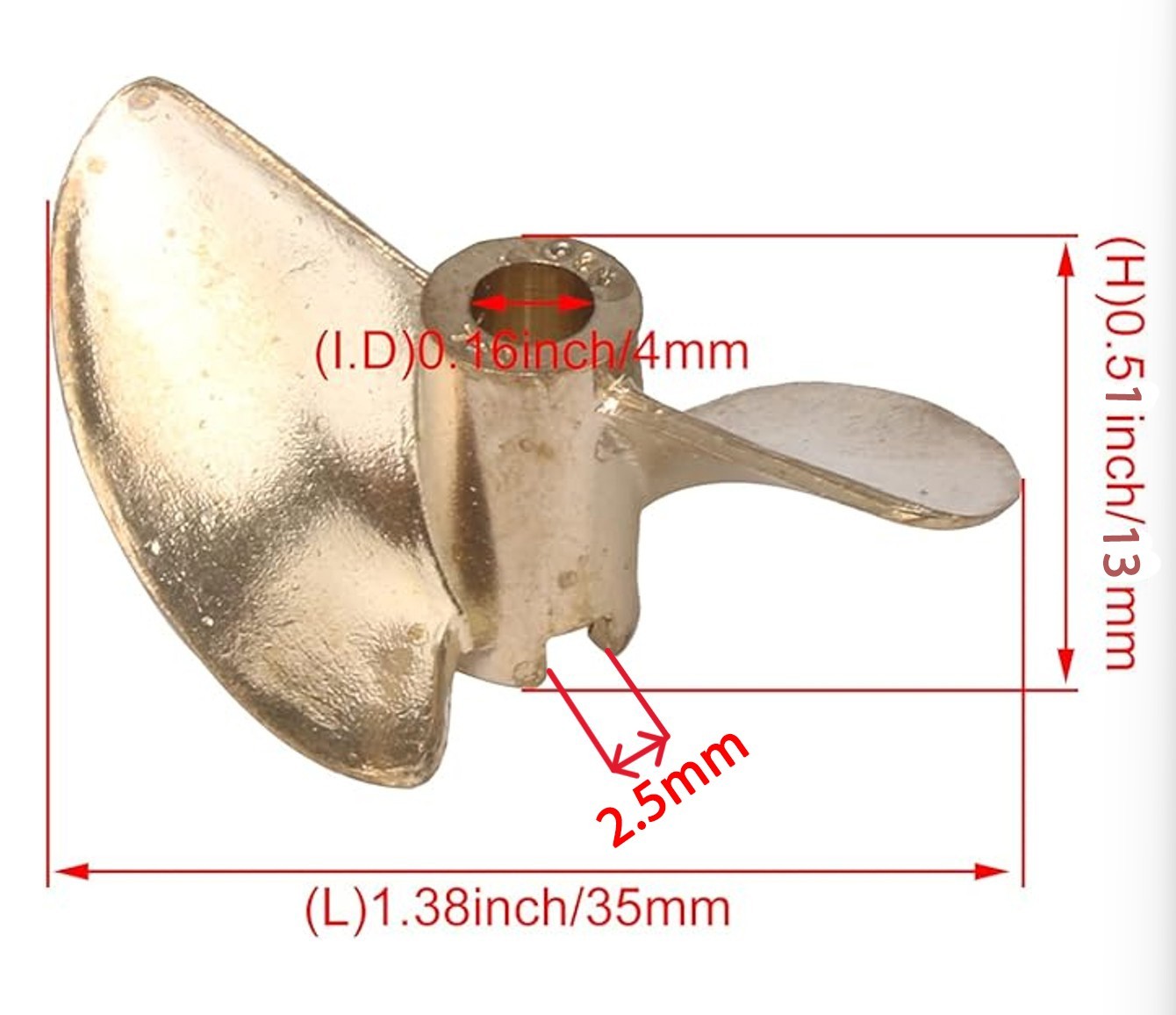 RC Boat 2 blade Metal propeller prop P1.4 Hole Inner Diameter 4mm Diameter 35mm