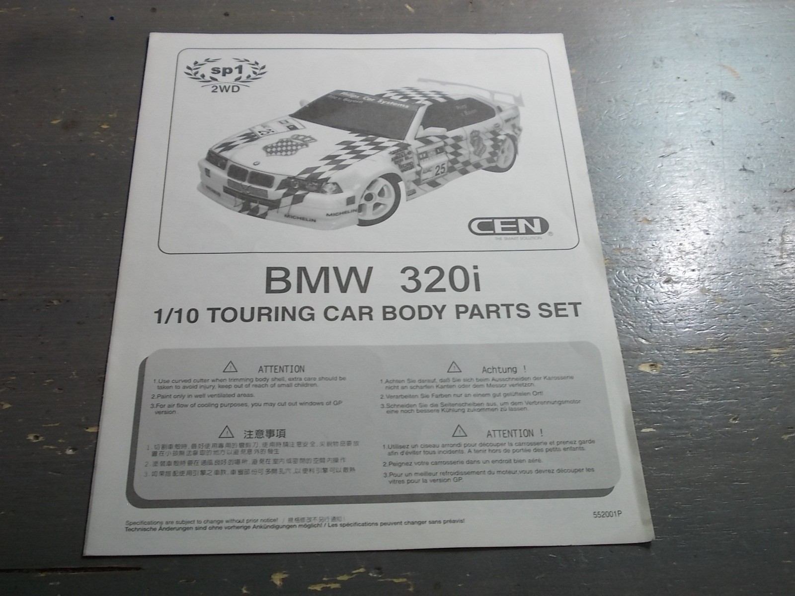 CEN BMW 320i 1/10 Touring Car Body Parts Set Manual- CEN SP1 2WD