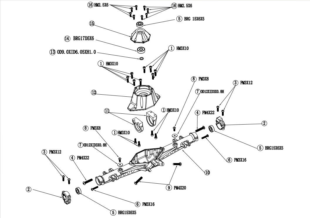 VITAVON CNC Alu7075 Rear Axle Housing For UDR1:7 2colors