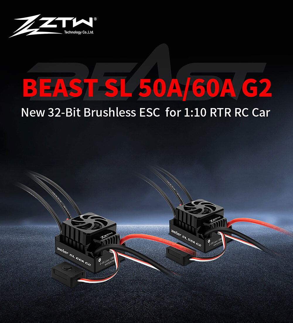 ZTW 32-Bit Beast G2 50A/80A/120A ESC Brushless Motor Combo for RC 1/8 1/10 Car