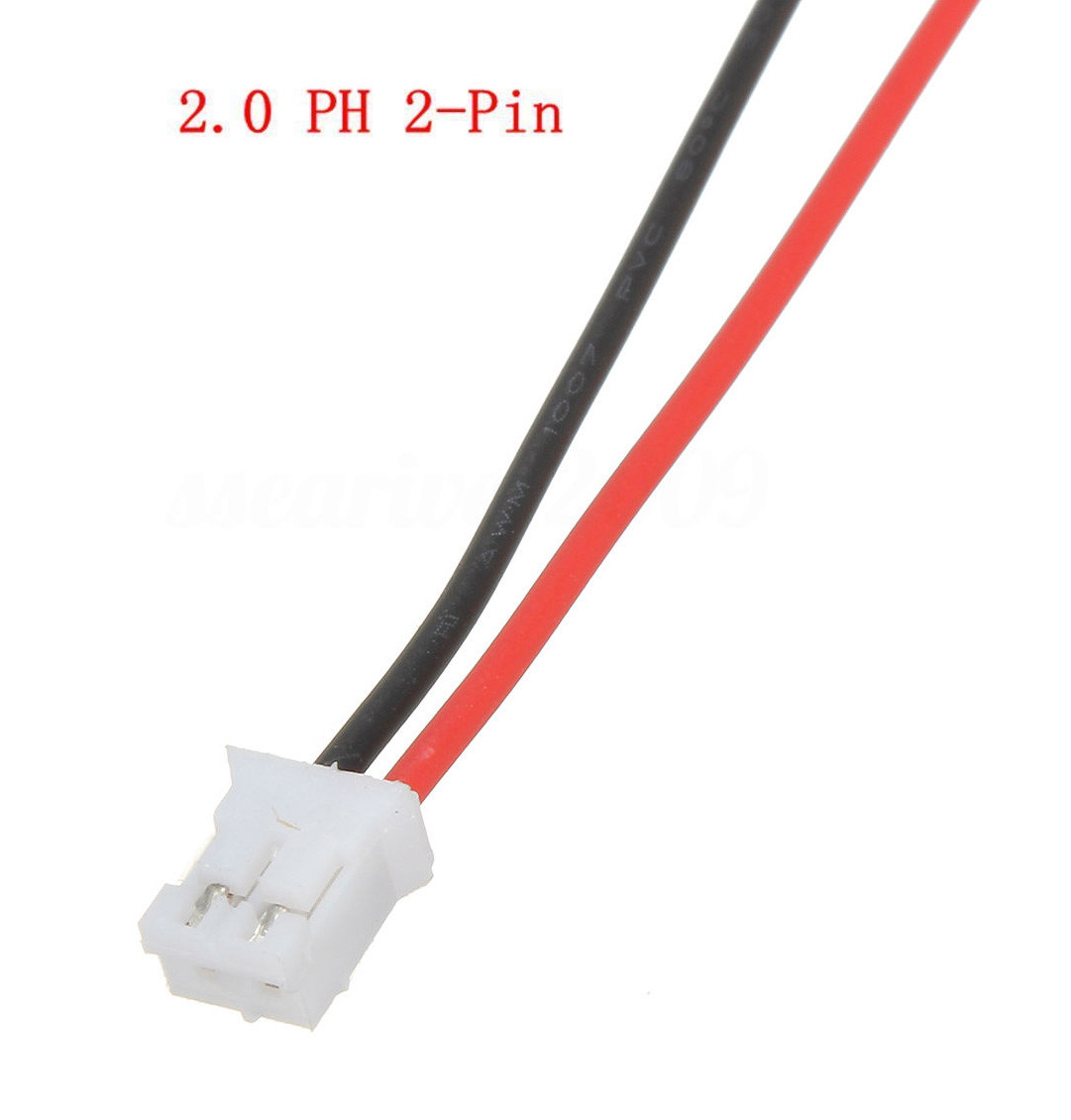 10 pairs Mini Micro JST PH 2.0mm 2Pin, 10 FEMALE W. Cable & 10 MALE Connector.