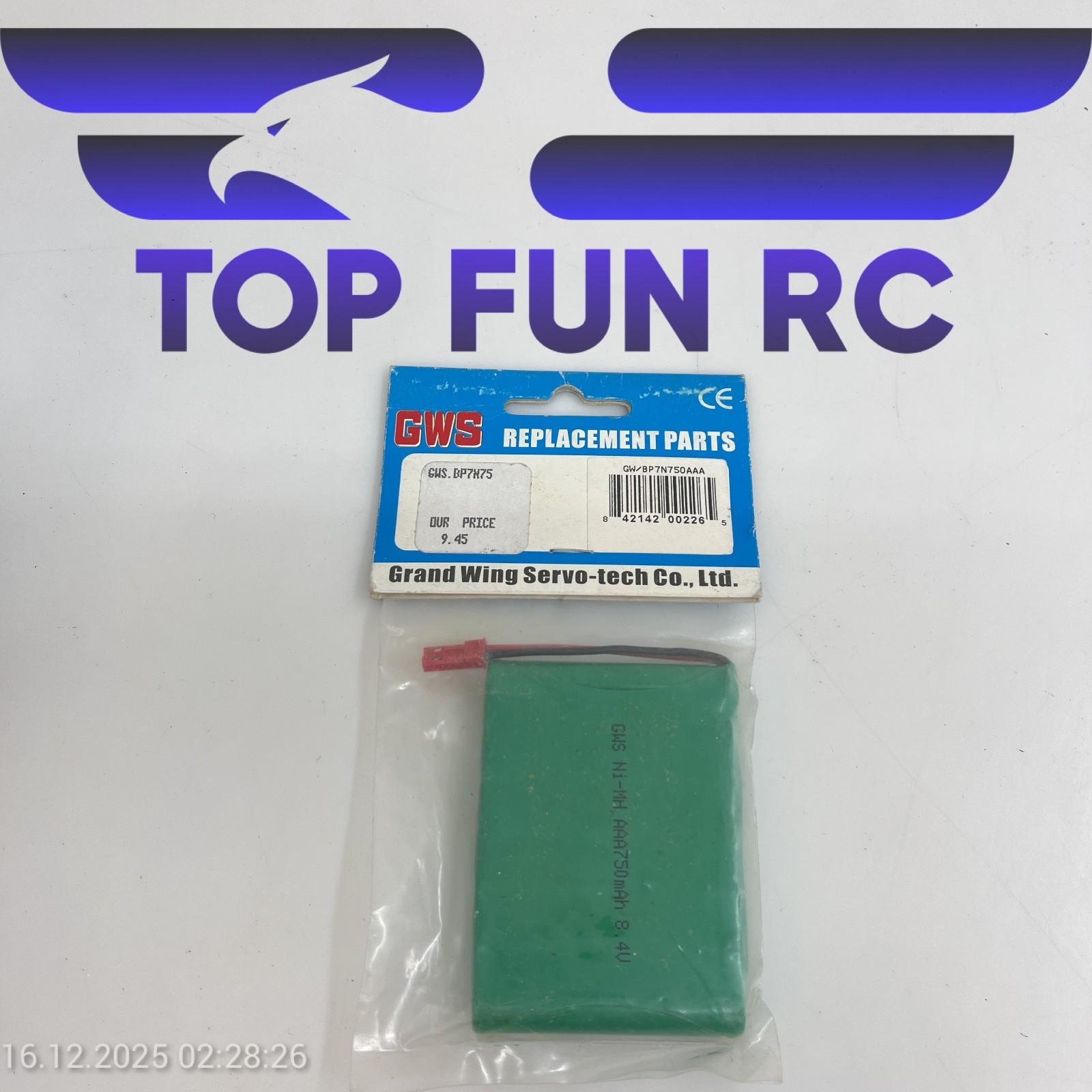 GWS GW/BP7N750AAA NI-MH BATTERY PACK 8.4V 750MAH BATTERY FOR SMALLER HELICOPTERS