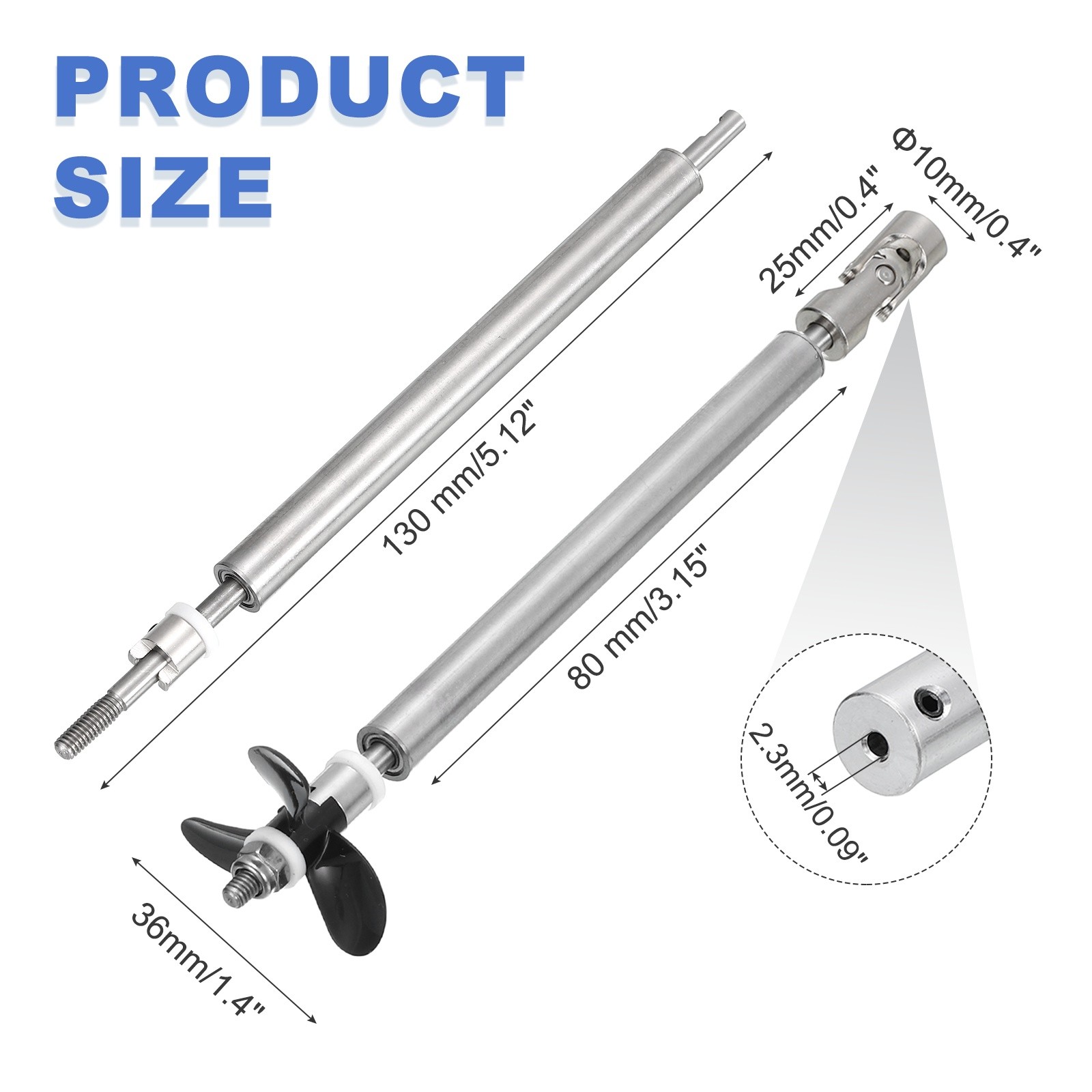 Drive Shaft W Propeller and Universal Joint,L130mm,Fit for 2.3 mm