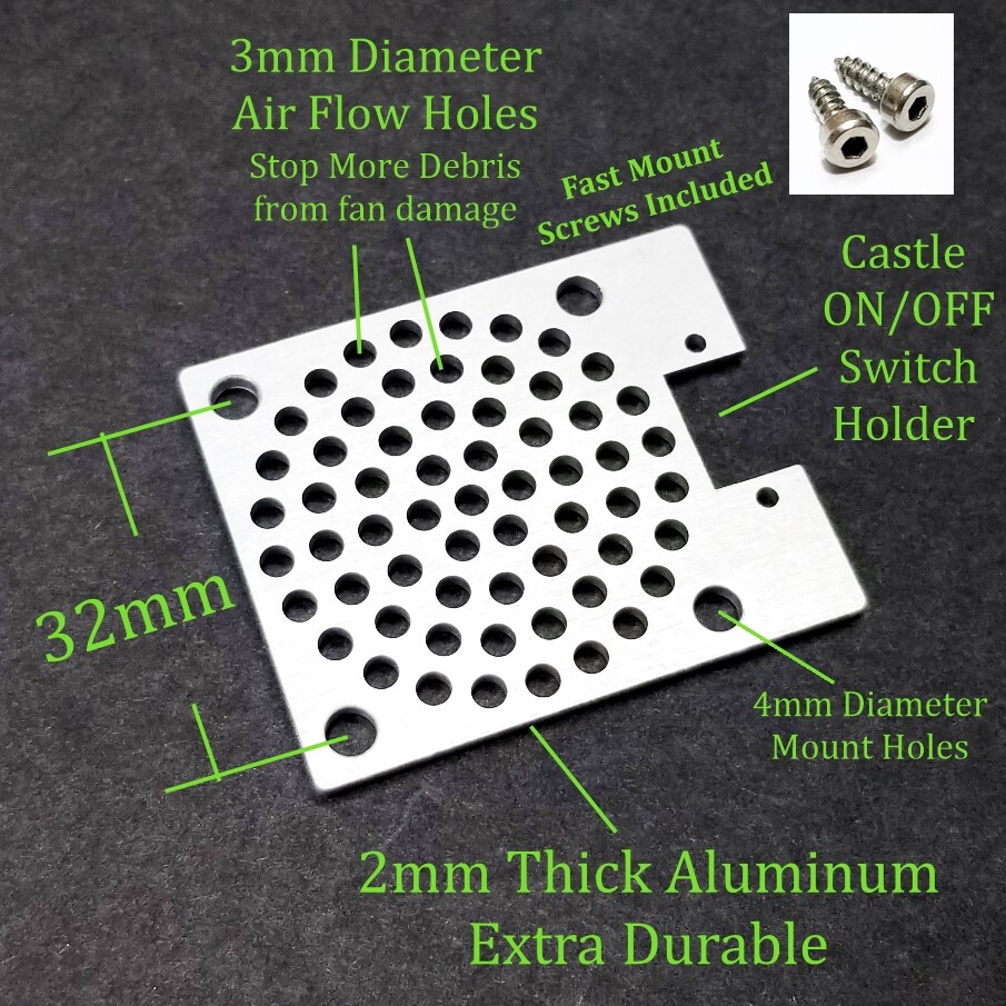 RCP Xtreme Cool (2) 40mm x 40mm Aluminum Fan Covers Castle Switch