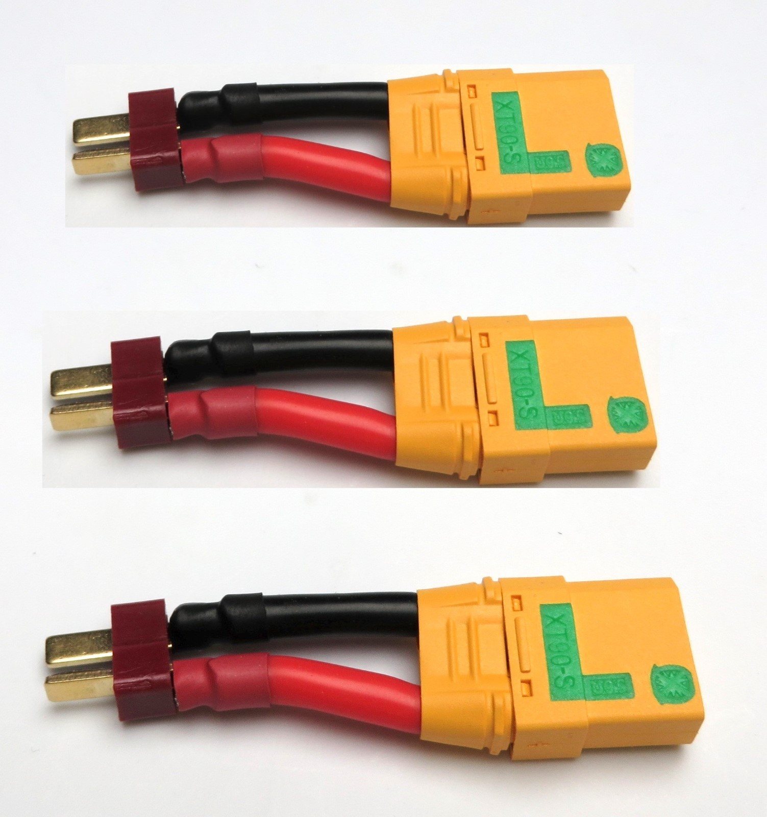 Male Deans to Female XT-90 Anti Spark 10AWG Connector 3″, 6″, 12″